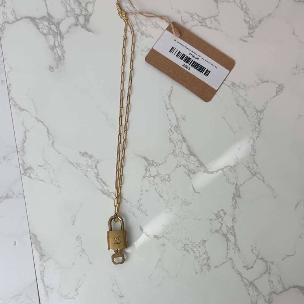 UPCYCLED - Louis Vuitton Lock Pendant Necklace (18k GP)